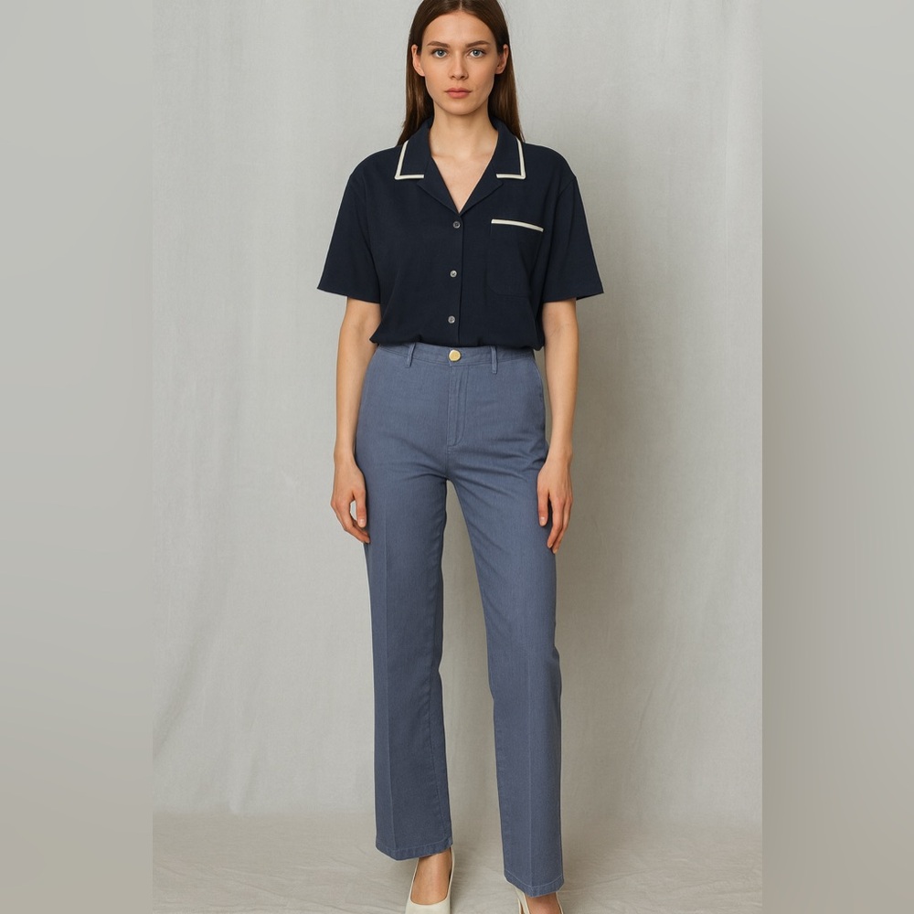 St. John Sport Cotton Stretch Trouser Pants in‎ Blue.